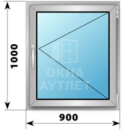 Поворотное деревянно-алюминиевое окно 900×1000 ОА-45165