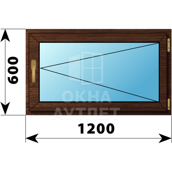 Поворотное окно из дуба 1200×600 ОА-45420