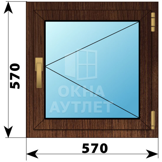 Поворотное окно из дуба 570×570 ОА-44475