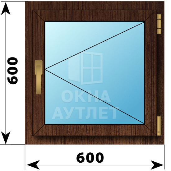 Поворотное окно из дуба 600×600 ОА-43950