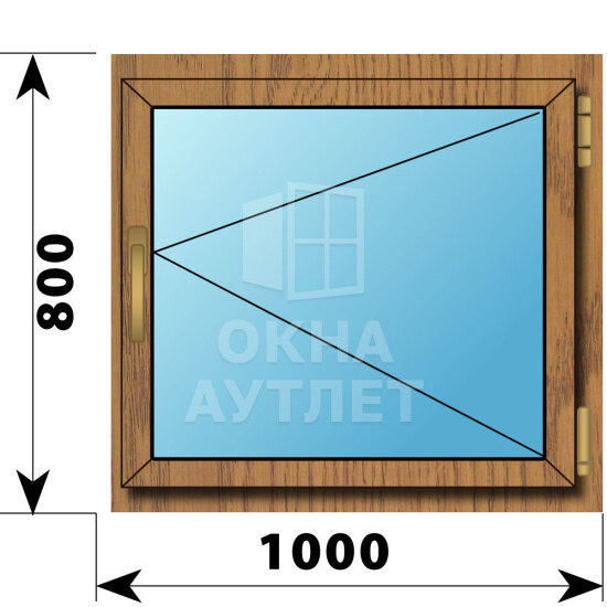Поворотное окно из лиственницы 1000×800 ОА-44694