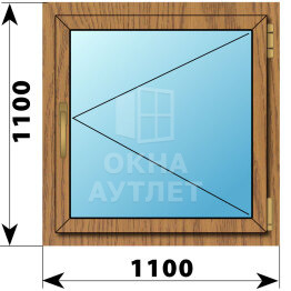 Поворотное окно из лиственницы 1100×1100 ОА-45141