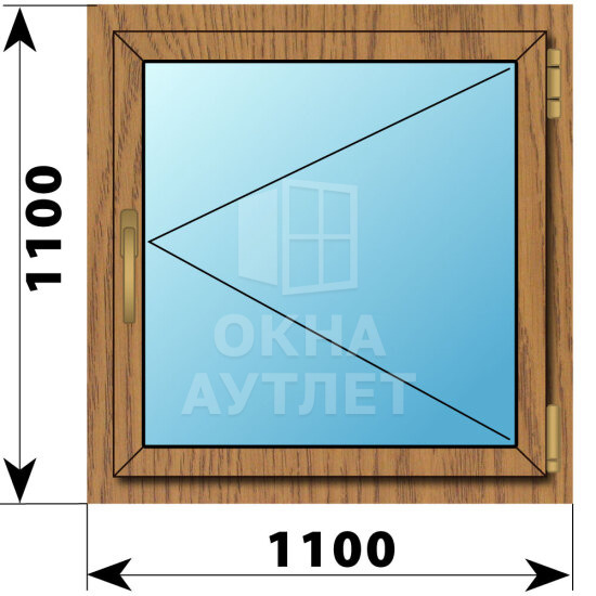 Поворотное окно из лиственницы 1100×1100 ОА-45141