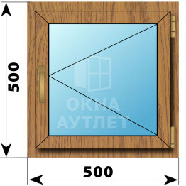 Поворотное окно из лиственницы 500×500 ОА-44076