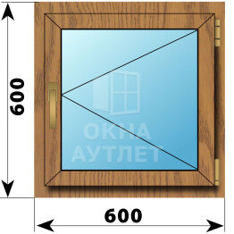 Поворотное окно из лиственницы 600×600 ОА-44151