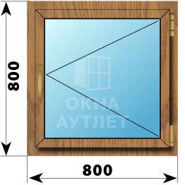 Поворотное окно из лиственницы 800×800 ОА-44496