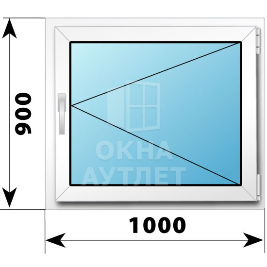 Поворотное пластиковое окно 1000×900 ОА-39370