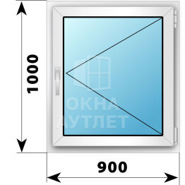 Поворотное пластиковое окно 900×1000 ОА-39391