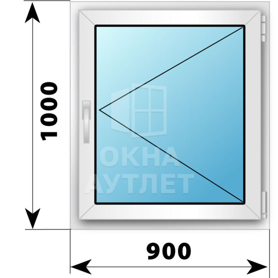 Поворотное пластиковое окно 900×1000 ОА-39391