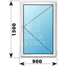 Поворотное пластиковое окно 900×1500 ОА-38377