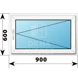 Поворотное пластиковое окно 900×600 ОА-39235