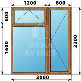 Прямоугольный балконный блок из лиственницы с фрамугой 2000×2200 ОА-53120