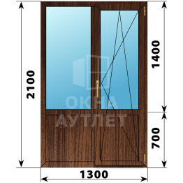 Прямоугольный балконный блок из дуба с глухим низом 1300×2100 ОА-62002