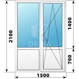 Прямоугольный пластиковый балконный блок с глухим низом 1500×2100 ОА-57772