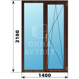 Прямоугольный стеклянный балконный блок из дуба 1400×2100 ОА-61933