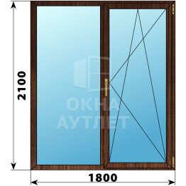 Прямоугольный стеклянный балконный блок из дуба 1800×2100 ОА-62008