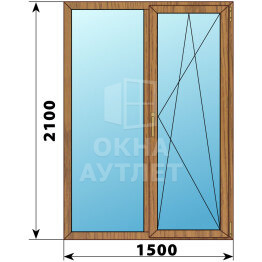 Прямоугольный стеклянный балконный блок из лиственницы 1500×2100 ОА-61312