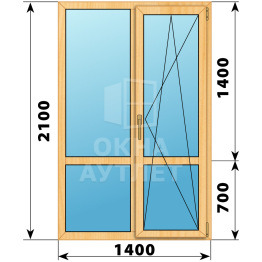 Прямоугольный стеклянный балконный блок из сосны 1400×2100 ОА-60868