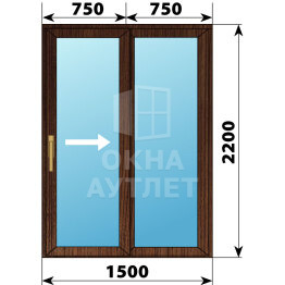 Раздвижная дверь из дуба 1500×2200 2С ОА-62281
