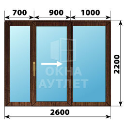 Раздвижная дверь из дуба 2600×2200 3СН ОА-62605