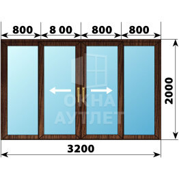 Раздвижная дверь из дуба 3200×2000 4С1 ОА-62761