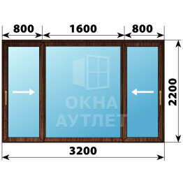 Раздвижная дверь из дуба 3200×2200 3С1 ОА-62767