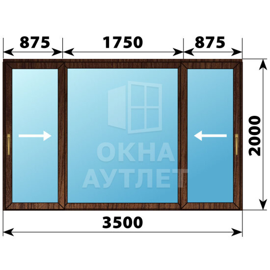 Раздвижная дверь из дуба 3500×2000 3С1 ОА-66925