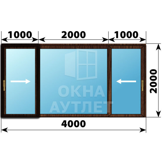 Раздвижная дверь из дуба 4000×2000 3С1 ОА-67039