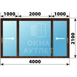 Раздвижная дверь из дуба 4000×2100 3С1 ОА-67072
