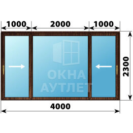 Раздвижная дверь из дуба 4000×2300 3С1 ОА-67120