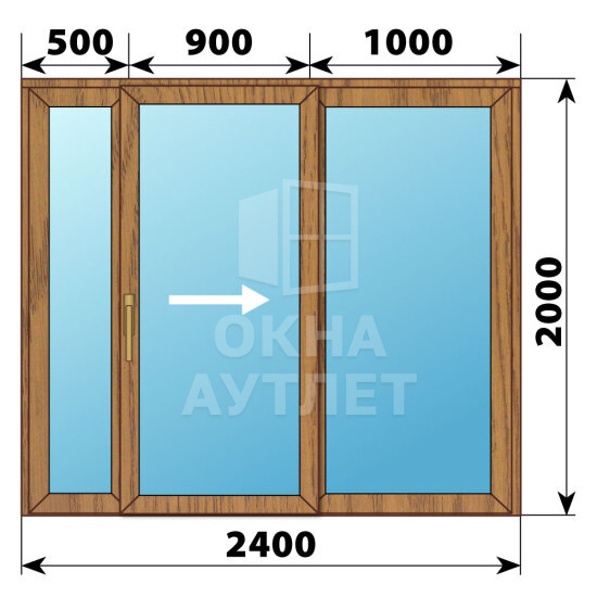 Раздвижная дверь из лиственницы 2400×2000 3СН ОА-62386
