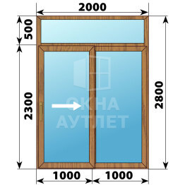 Раздвижная дверь из лиственницы с фрамугой 2000×2800 2С ОА-62479