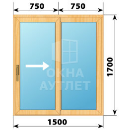 Раздвижная дверь из сосны 1500×1700 2С ОА-62137