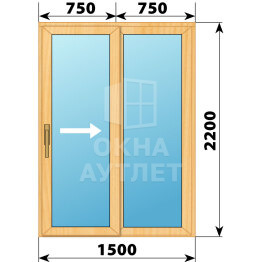 Раздвижная дверь из сосны 1500×2200 2С ОА-62155