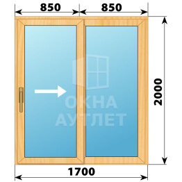 Раздвижная дверь из сосны 1700×2000 2С ОА-62170