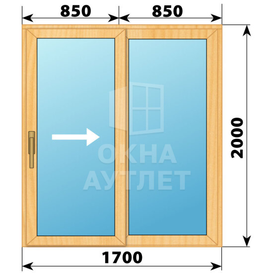 Раздвижная дверь из сосны 1700×2000 2С ОА-62170