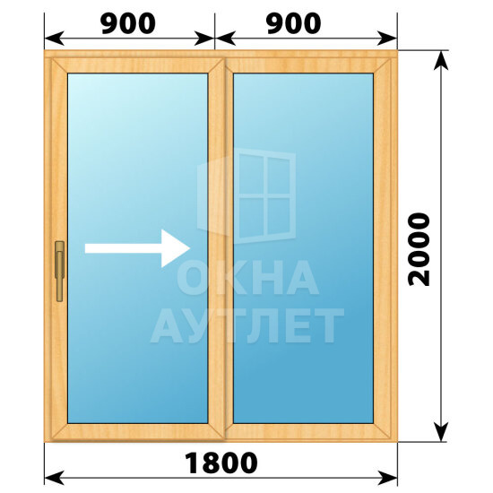 Раздвижная дверь из сосны 1800×2000 2С ОА-62185