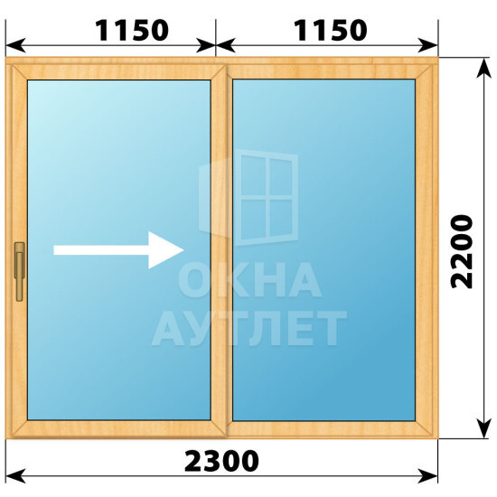 Раздвижная дверь из сосны 2300×2200 2С ОА-62407