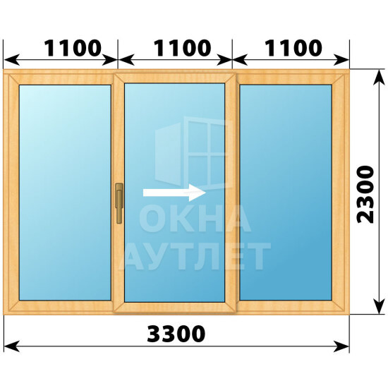 Раздвижная дверь из сосны 3300×2300 3С ОА-62581