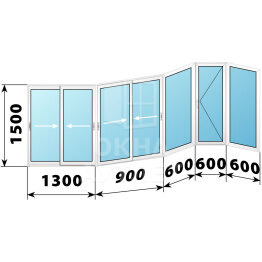 Раздвижное алюминиевое остекление балкона П-3М 4000×1500 ОА-55417