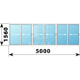Раздвижное алюминиевое остекление балкона Башня Вулыха 5000×1560 ОА-55426