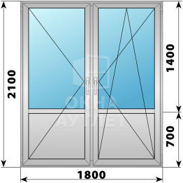 Штульповая алюминиевая балконная дверь со стеклом 1800×2100 ОА-61381