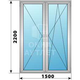 Штульповая алюминиевая стеклянная балконная дверь 1500×2200 ОА-60991