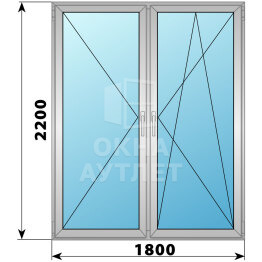 Штульповая алюминиевая стеклянная балконная дверь 1800×2200 ОА-61207