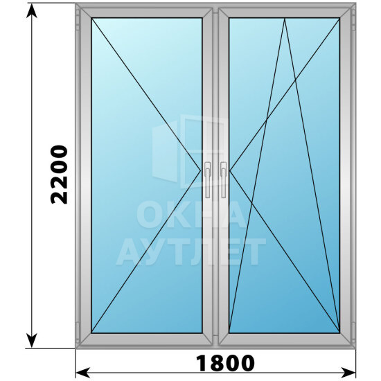 Штульповая алюминиевая стеклянная балконная дверь 1800×2200 ОА-61207