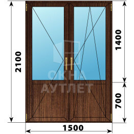 Штульповая балконная дверь из дуба со стеклом 1500×2100 ОА-61891