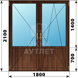 Штульповая балконная дверь из дуба со стеклом 1800×2100 ОА-61945