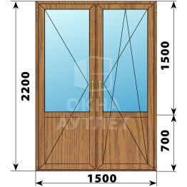 Штульповая балконная дверь из лиственницы со стеклом 1500×2200 ОА-61921