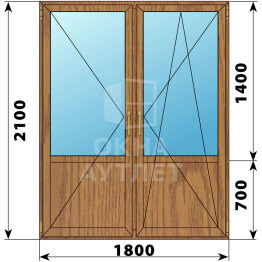 Штульповая балконная дверь из лиственницы со стеклом 1700×2100 ОА-63550
