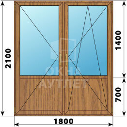 Штульповая балконная дверь из лиственницы со стеклом 1800×2100 ОА-63553